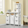 sebuyfr.comG126-W Colonne de Salle de Bain – 4 Étagères, 2 Tiroirs, Anti-Basculement, 30×30×144 cm, Blanc