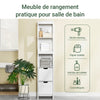 sebuyfr.comG126-W Colonne de Salle de Bain – 4 Étagères, 2 Tiroirs, Anti-Basculement, 30×30×144 cm, Blanc