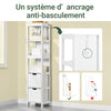 sebuyfr.comG126-W Colonne de Salle de Bain – 4 Étagères, 2 Tiroirs, Anti-Basculement, 30×30×144 cm, Blanc