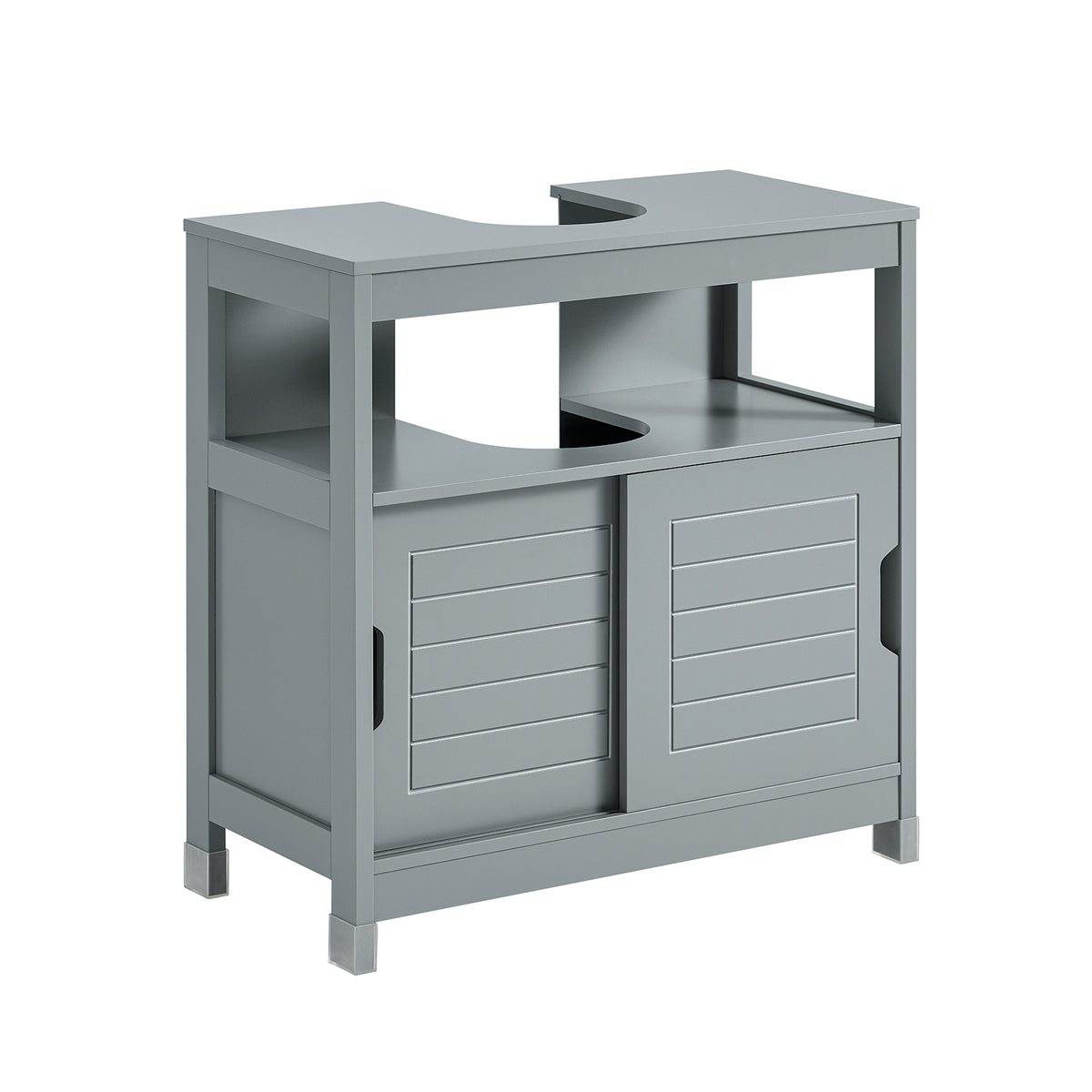 sebuyfr.comG128-II-SG Meuble sous Lavabo Salle de Bain avec Portes Coulissantes - Meuble Salle de Bain et Meuble sous Vasque Com