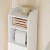 sebuyfr.comG177-II-W Meuble Salle de Bain 20 cm de Largeur sur Pied avec Support Papier et Porte - Petit Meuble WC Rangement Gain de Place Blanc