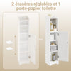 sebuyfr.comG177-II-W Meuble Salle de Bain 20 cm de Largeur sur Pied avec Support Papier et Porte - Petit Meuble WC Rangement Gain de Place Blanc
