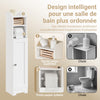 sebuyfr.comG177-II-W Meuble Salle de Bain 20 cm de Largeur sur Pied avec Support Papier et Porte - Petit Meuble WC Rangement Gain de Place Blanc