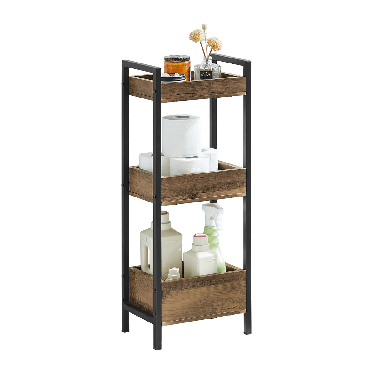 sebuyfr.comG226-F Meuble Salle de Bain Rangement avec 3 paniers - Rangement Serviteur de Douche Étagère de Stockage Salle de Bai