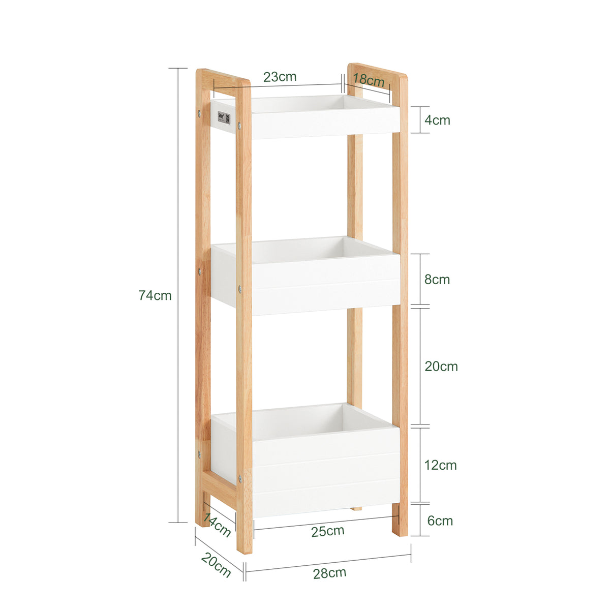 sebuyfr.comG226-WN Tour de rangement salle de bain 20 cm avec 3 paniers – Blanc et bois
