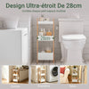 sebuyfr.comG226-WN Tour de rangement salle de bain 20 cm avec 3 paniers – Blanc et bois