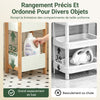 sebuyfr.comG226-WN Tour de rangement salle de bain 20 cm avec 3 paniers – Blanc et bois
