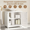 sebuyfr.comG237-II-W Meuble Sous Vasque 60 cm avec Porte à Lamelles – Étagère Réglable, Blanc
