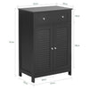 sebuyfr.comG238-DG Meuble Bas Salle de Bain avec Étagère Réglable, 1 Tiroir et 2 Portes, pour Salle de Bain et WC, Rangement Optimisé – L60×P35×H87 cm, Gris Foncé