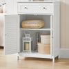 sebuyfr.comG238-W Meuble de Salle de Bain avec 2 Portes Persiennes – 1 Tiroir, Étagère Réglable, 60×35×87 cm, Blanc