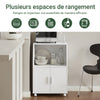 sebuyfr.comG241-W Meuble de Rangement à Roulettes avec Portes et Étagère Réglable – Blanc
