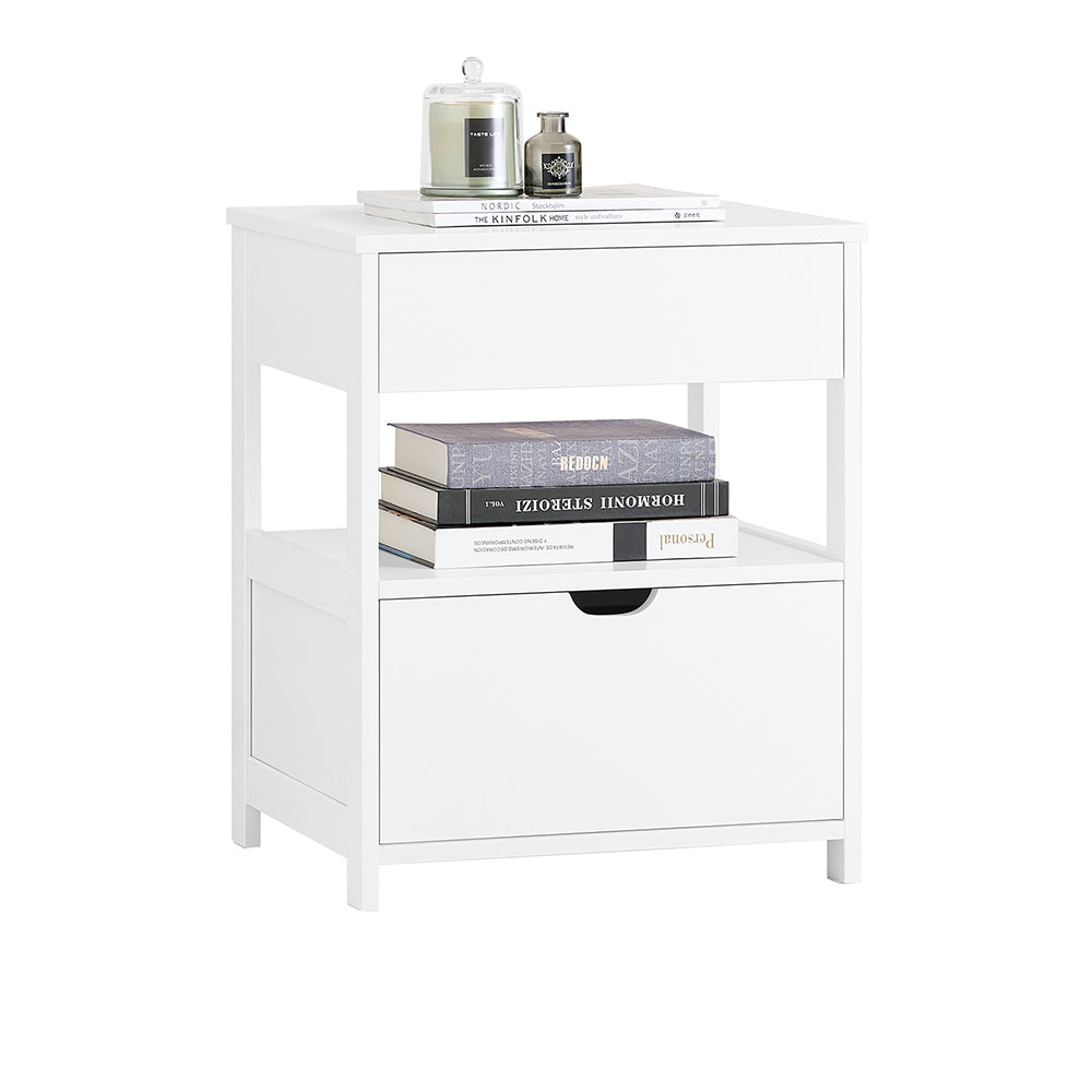 sebuyfr.comG258-II-W Table de Chevet avec 2 tiroirs et étagère, Table de Nuit pour Chambre à Coucher - Meuble de Rangement Moder