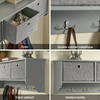 sebuyfr.comG282-HG Porte-Manteau Mural avec 5 Crochets et 3 Paniers, pour Entrée et Couloir, Design Fonctionnel, Usage Quotidien – L100×P20×H30 cm, Bois, Gris