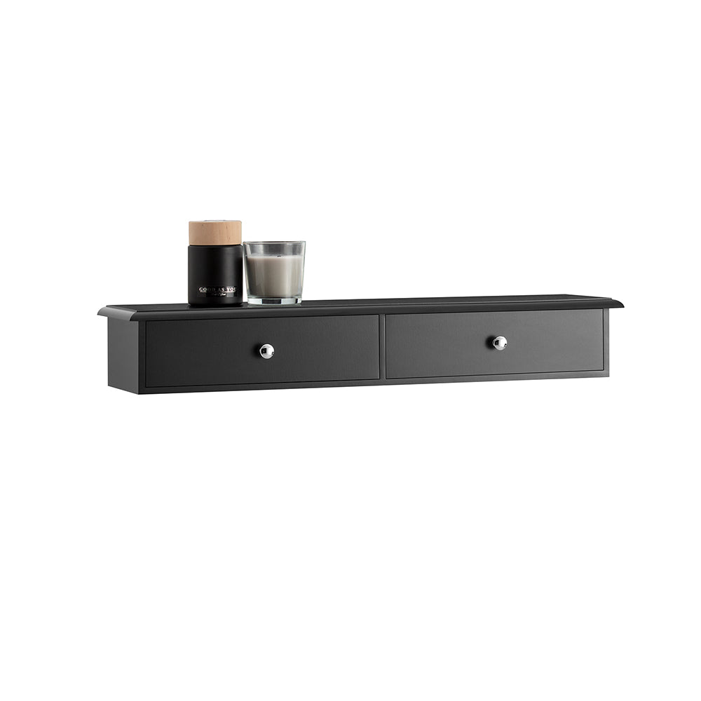 sebuyfr.comG43-SCH Etagere Murale avec 2 Tiroirs - Étagère Flottante Moderne pour Entrée, Salon, Cuisine & Chambre - Noir 64x15x
