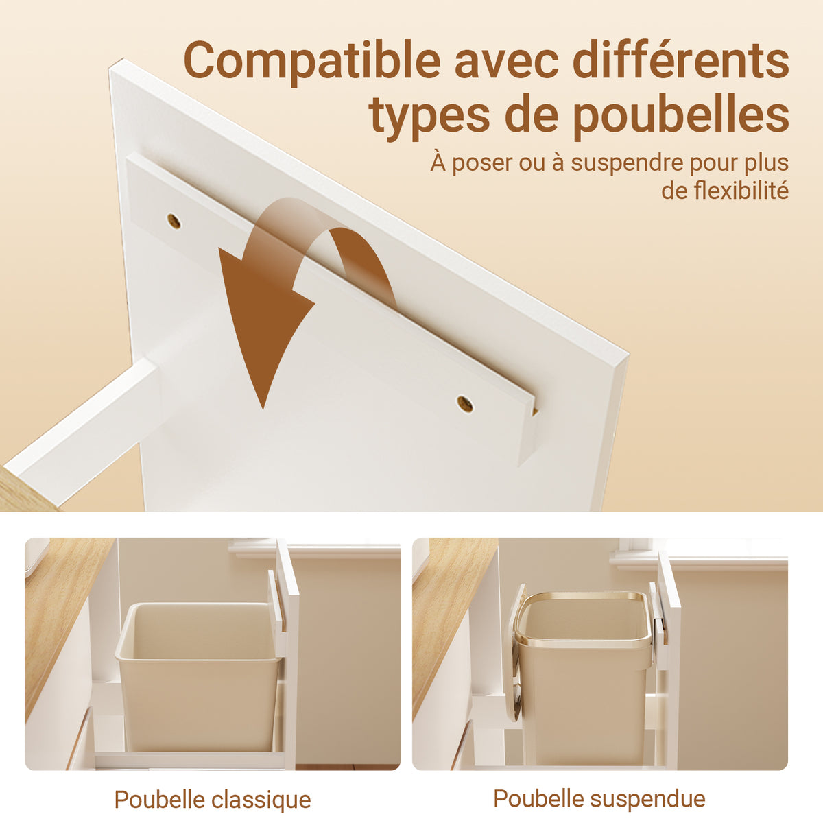 SoBuy FSB111-WN Buffet de Cuisine avec Plan de Travail – 3 Tiroirs et 2 Portes, Style Scandinave – 80×38×90 cm, Blanc et Bois