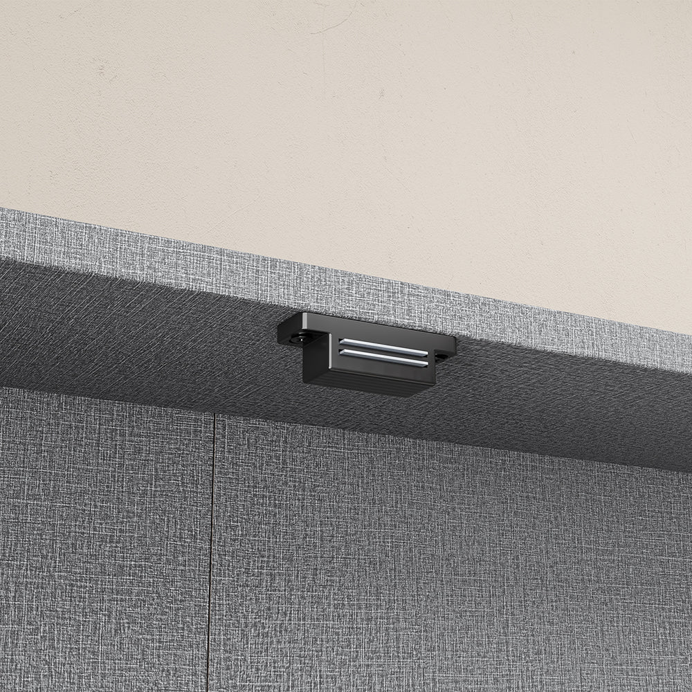 SoBuy FSB113-DG Vitrine Murale Suspendue avec Portes en Verre – Étagère Murale 5 Compartiments pour Collection, Finition Mélaminée Gris – 80×12,2×60 cm, Charge 10 kg