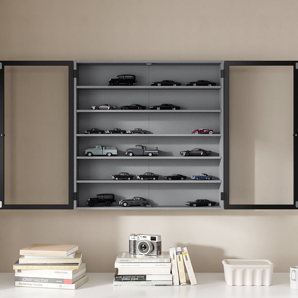 SoBuy FSB113-H-DG Armoire Murale 2 Portes avec Étagères Réglables – Meuble Rangement Suspendu pour Salle de Bain, WC et Cuisine – 80×12,2×80 cm, Charge 12 kg