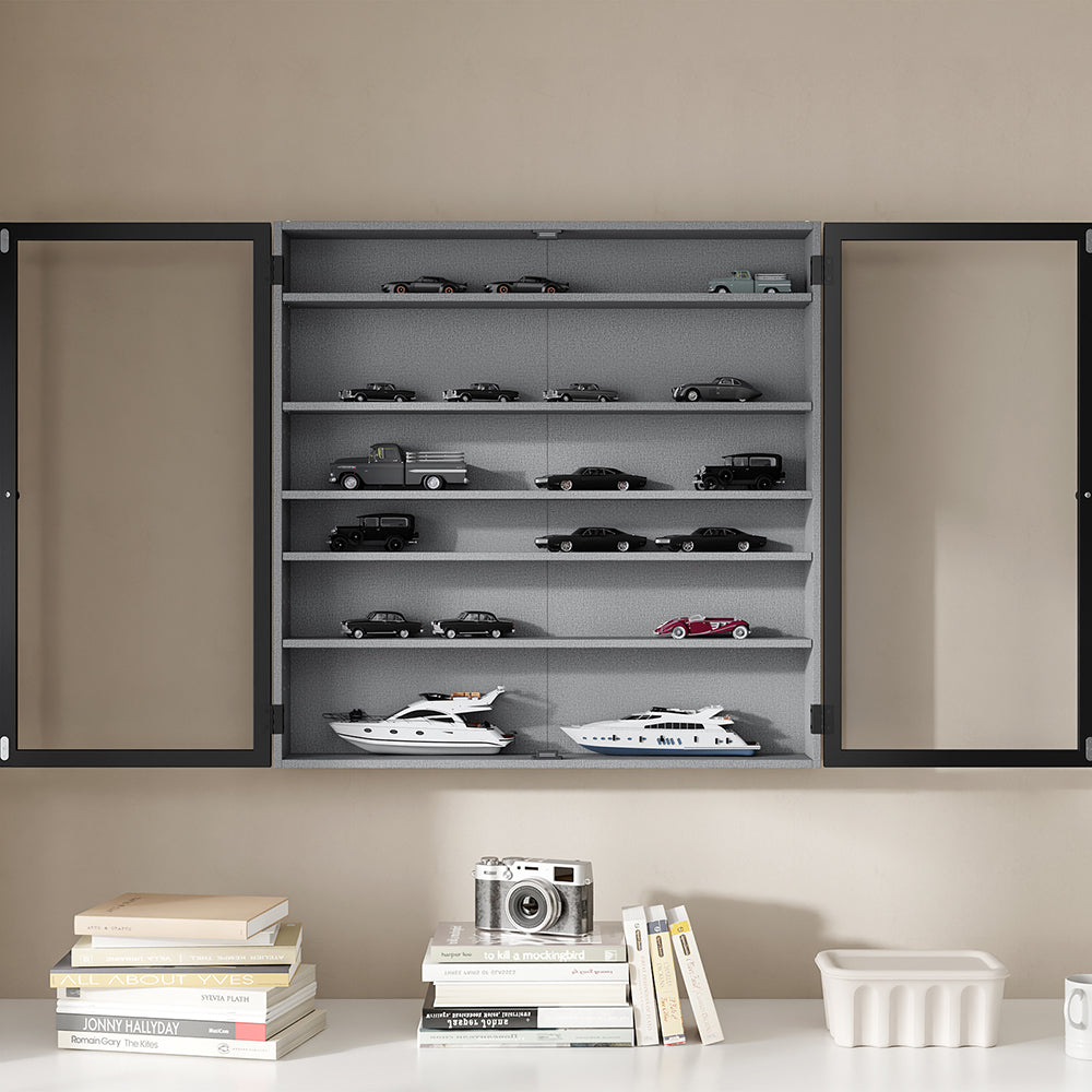 SoBuy FSB113-H-DG Armoire Murale 2 Portes avec Étagères Réglables – Meuble Rangement Suspendu pour Salle de Bain, WC et Cuisine – 80×12,2×80 cm, Charge 12 kg