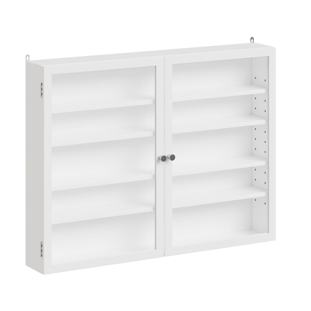 SoBuy FSB113-W Armoire Murale Salle de Bain 2 Portes – Meuble Rangement Mural avec Étagères Réglables, Placard Suspendu Faible Profondeur – 80×12,2×60 cm, Charge 10 kg