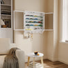 SoBuy FSB114-E-W Armoire Murale Suspendue Blanche 2 Portes Vitrées – Meuble de Rangement Peu Profond avec Éclairage LED pour Salle de Bain, Cuisine et Salon – 68×13,5×68,5 cm, Charge 18 kg