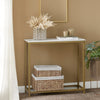 SoBuy FSB29-G Table Console Table d'Appoint Bout de Canapé Table d’Entrée Effet Marbre Cadre et 4 Pieds en Fer Haute Qualité – L80cm x P30cm x H75cm - Doré