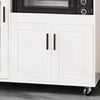 SoBuy FSB78-W Desserte de Cuisine à Roulettes – 3 Portes dont 1 en Verre, Tiroir et Gestion des Câbles, Blanc