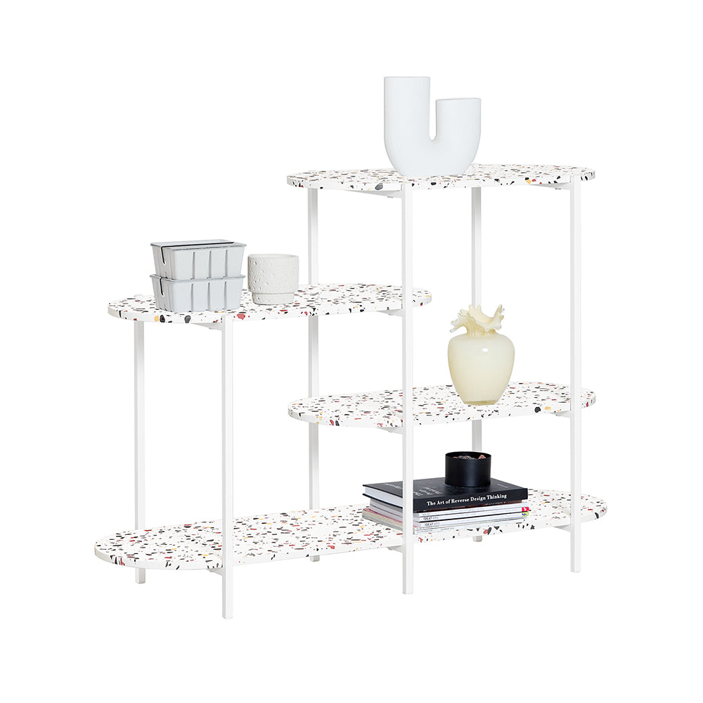 SoBuy FSB89-W Table Console, Table d'Appoint, Table d’Entrée, Étagère de Rangement, Étagère Asymétrique à 4 Niveaux