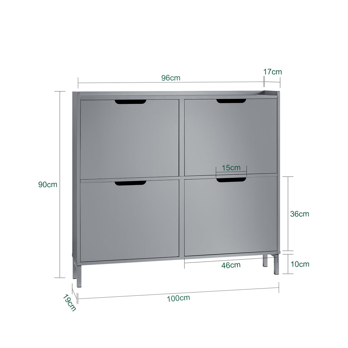 SoBuy FSR100-HG Armoire à Chaussures Ultra-Slim 19 cm – 4 Abattants, 8–12 Paires, Anti-Basculement, Gris, 100×19×91 cm