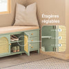 SoBuy FSR129-GR Banc à Chaussures avec Coussin Rembourré, 3 Tiroirs et 2 Portes Grille Ventilées – L100×P34×H46 cm, Charge 150 kg, MDF E1, Vert