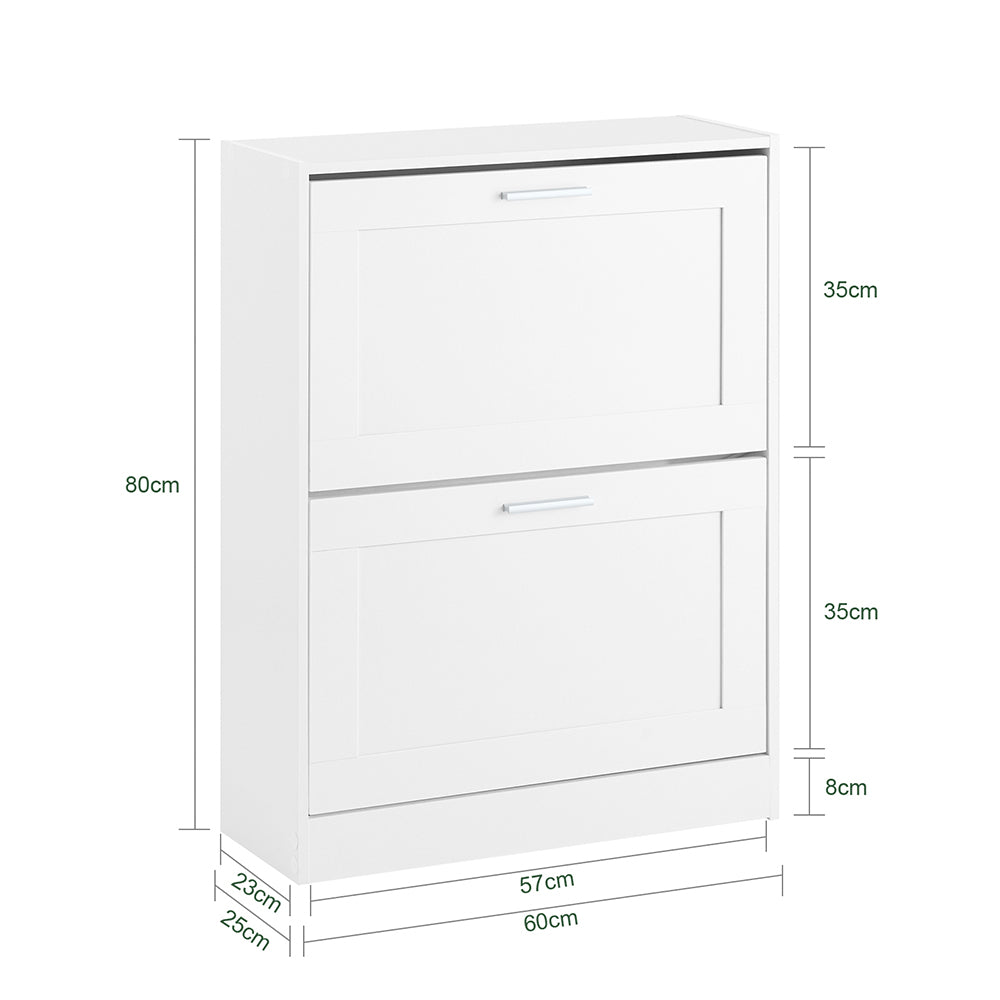 SoBuy FSR137-W Meuble à Chaussures à Abattants 2 Niveaux – Rangement Discret pour Entrée – 60x25x80 cm Blanc