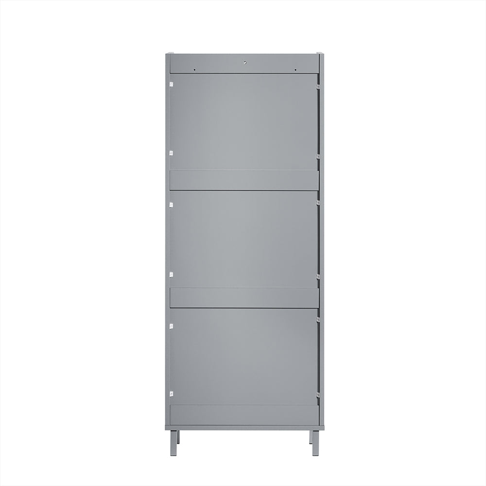 SoBuy FSR151-H-HG Armoire à Chaussures 3 Abattants Ultra-Slim 19cm, Rangement Compact pour Entrée Couloir – 50x19x129 cm, Gris