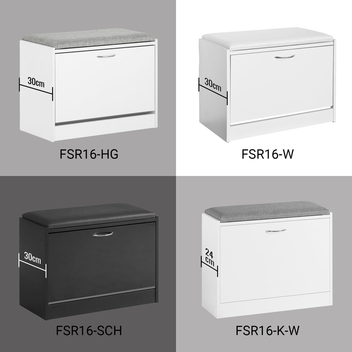 SoBuy FSR16-HG Banc à Chaussures avec 1 Abattant et Coussin Rembourré, Coffre de Rangement pour Entrée – 60x30x46 cm, Gris