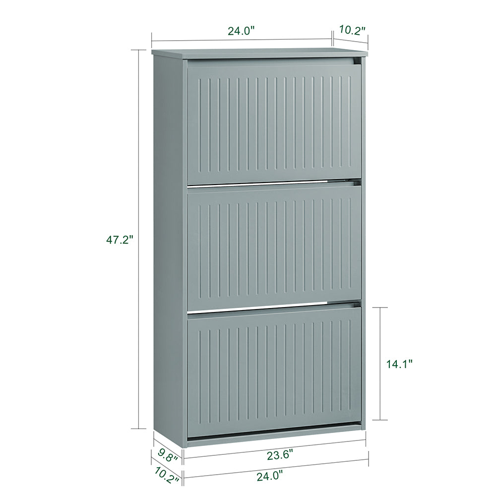 SoBuy FSR165-H-HG Meuble à Chaussures à Abattants 3 Niveaux – Rangement Discret pour Entrée – 61x26x120 cm Gris