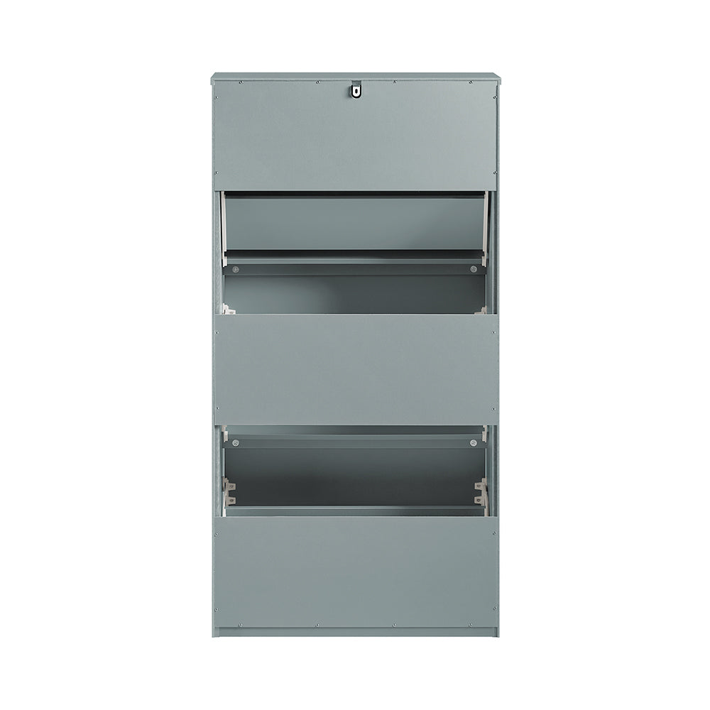 SoBuy FSR165-H-HG Meuble à Chaussures à Abattants 3 Niveaux – Rangement Discret pour Entrée – 61x26x120 cm Gris