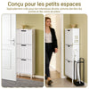 SoBuy FSR177-H-W Armoire à Chaussures 3 Abattants – 6 à 8 Paires, 19 cm de Profondeur, Anti-Basculement – 50×19×130 cm, Blanc