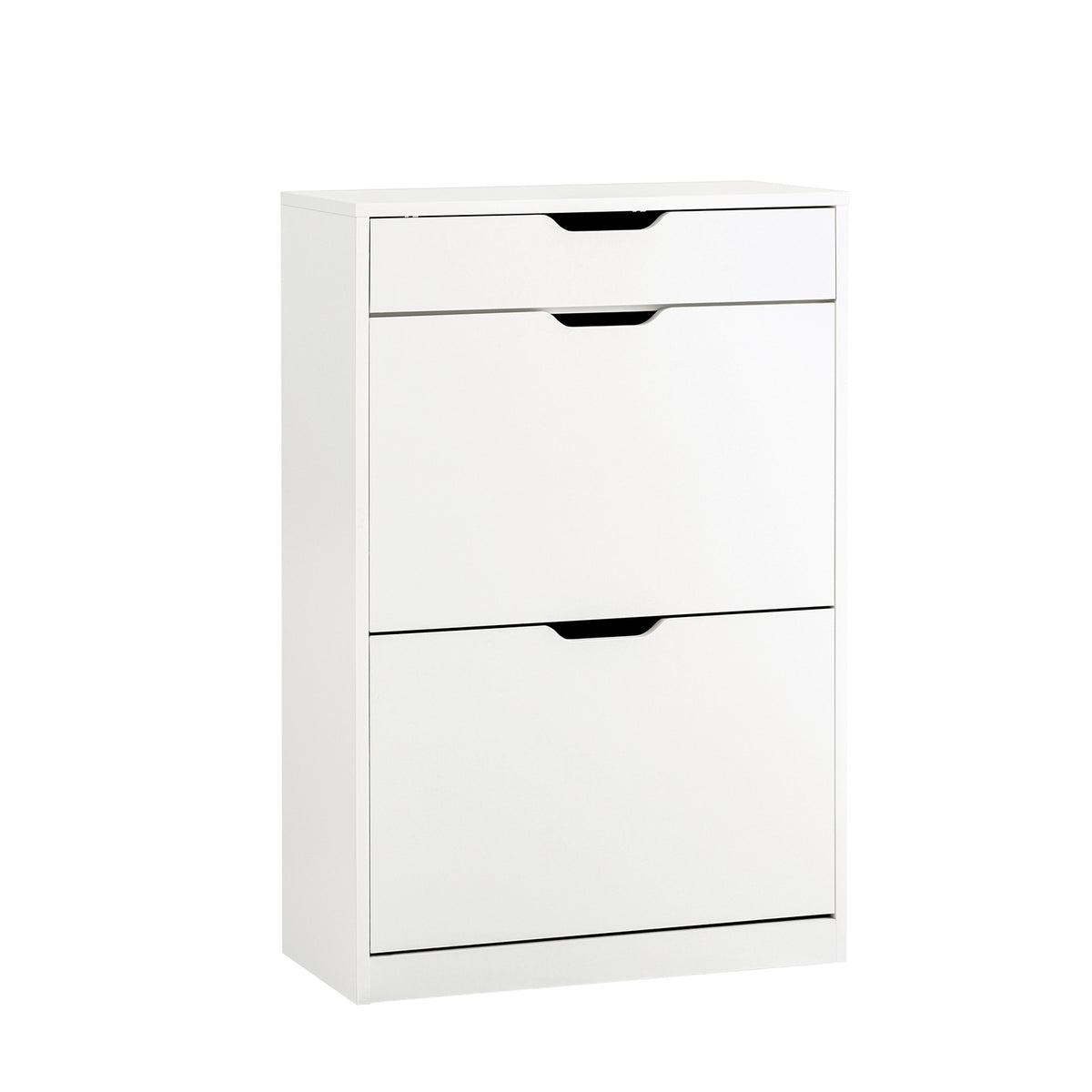 SoBuy FSR180-W Armoire à Chaussures 2 Abattants et 1 Tiroir, Meuble d'Entrée pour Couloir – 60x30x90 cm, Blanc
