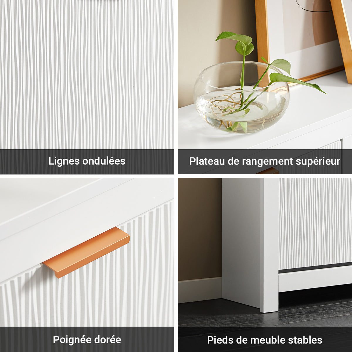 SoBuy FSR186-II-W Meuble à Chaussures à Abattants 4 Niveaux – Rangement Familial pour Entrée – 104x23x82 cm Blanc