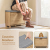SoBuy FSR199-N Banc à Chaussures avec Abattant et Rangement Caché – Coussin Rembourré – 24 cm – Naturel