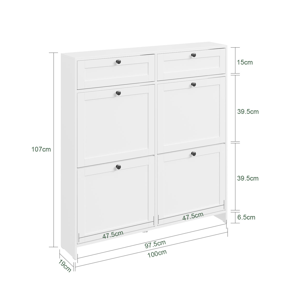 SoBuy FSR208-W Meuble à Chaussures Gain de Place Ultra-Slim 19cm – Entrée Étroite – 100x19x107 cm Blanc