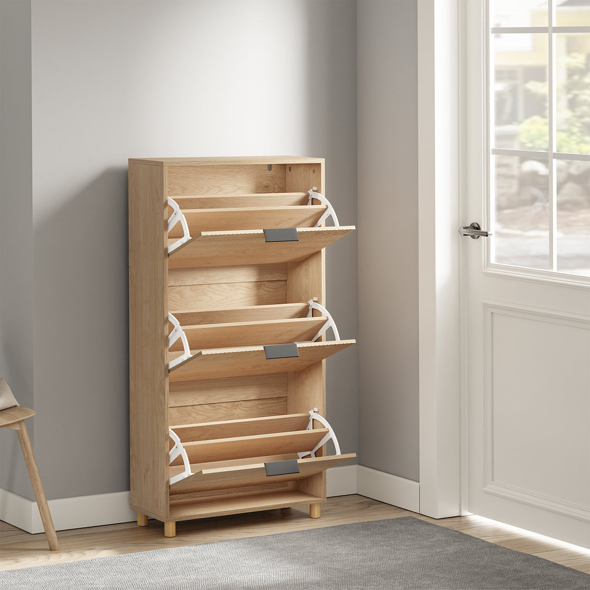 SoBuy FSR213-N Meuble à Chaussures – 24 cm de Profondeur, 120 cm de Hauteur, Naturel