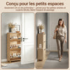 SoBuy FSR213-N Meuble à Chaussures – 24 cm de Profondeur, 120 cm de Hauteur, Naturel