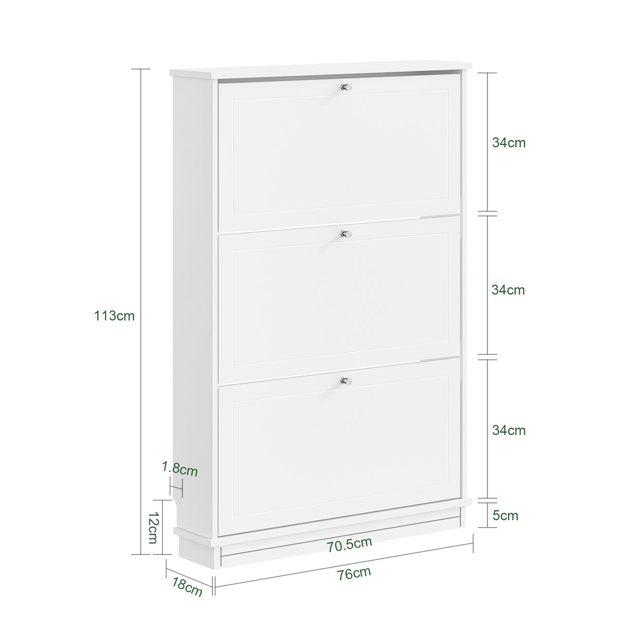 SoBuy FSR215-W Meuble à Chaussures Gain de Place Ultra-Slim 18cm – Entrée Étroite – 76x18x113 cm Blanc