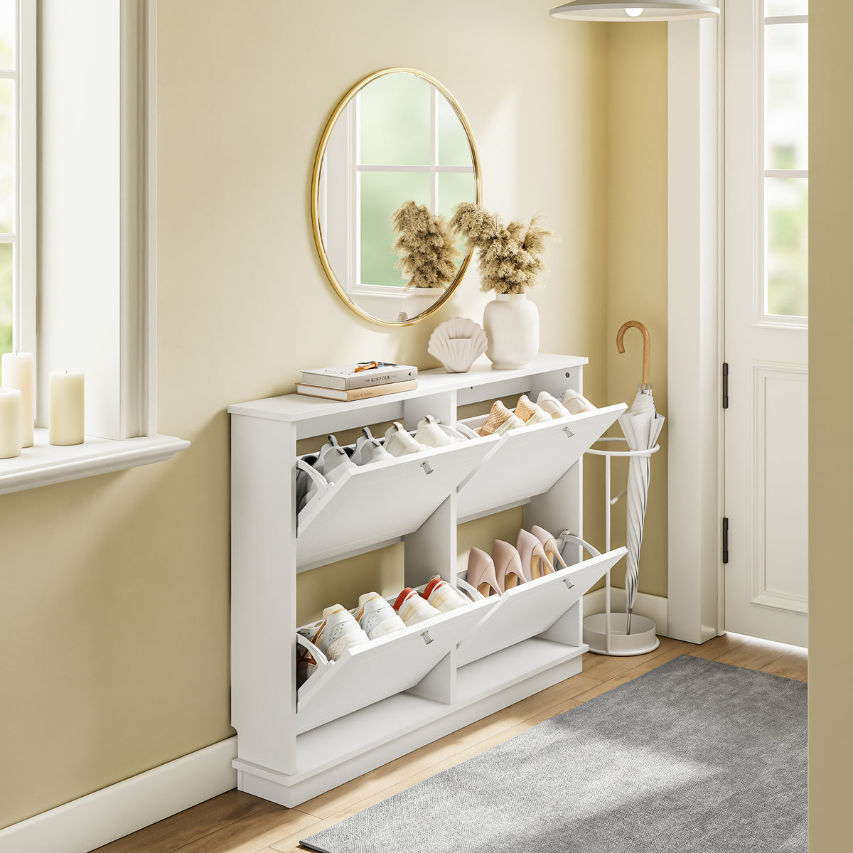 SoBuy FSR216-W Meuble à Chaussures Gain de Place Ultra-Slim 18cm – Entrée Étroite – 105x18x78 cm Blanc