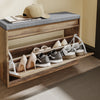 SoBuy FSR218-F Banc à Chaussures avec Coussin Amovible et 1 Abattant – Slim 24 cm, 6-8 Paires, Charge 123 kg – Bois et Gris