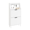 SoBuy FSR221-W Meuble à Chaussures Multifonction Étroit 19 cm, 2 Abattants 6 Paires jusqu’à EU 47, Crochets, Tablette et Socl