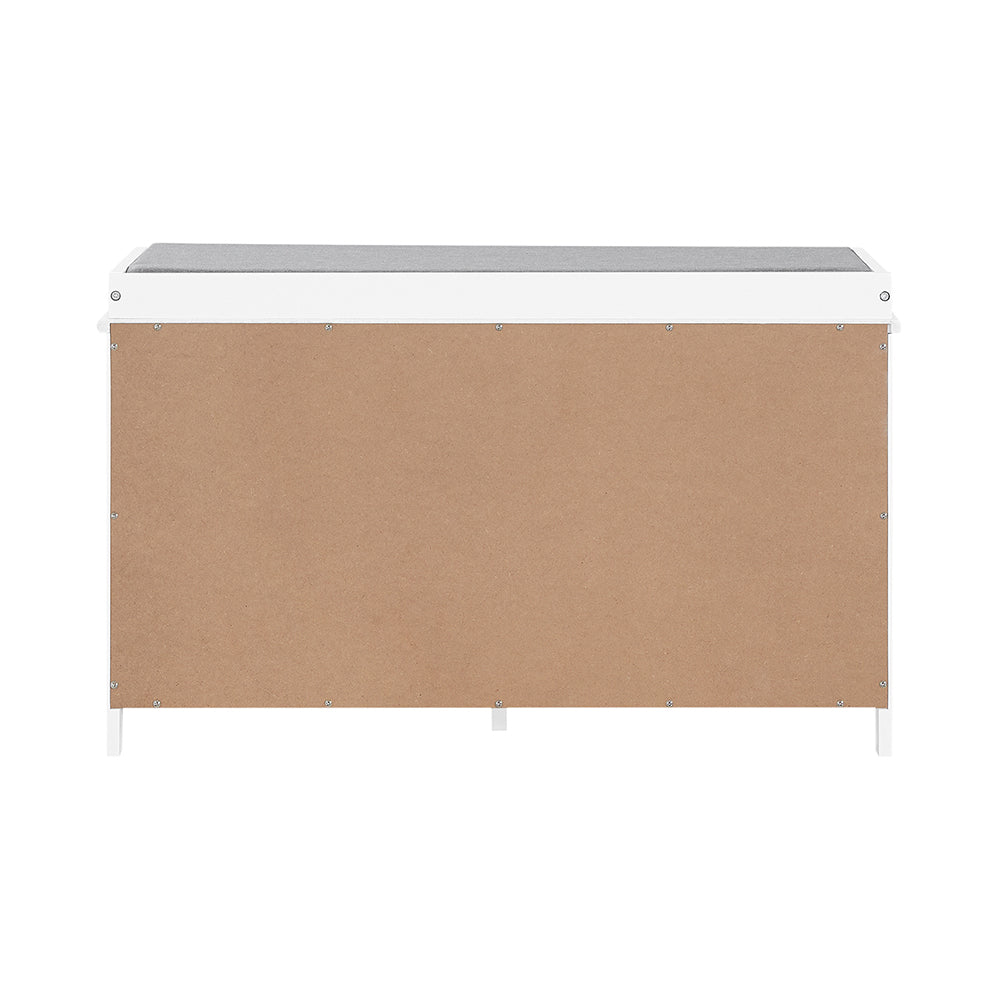 SoBuy FSR23-K-W Banc à Chaussures avec Coussin Rembourré et 2 Cubes de Rangement pour Entrée – 71x34x43 cm, Blanc