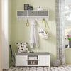 sebuyfr.comG282-W Porte-Manteau Mural avec 5 Crochets et 3 Paniers, pour Entrée et Couloir, Design Fonctionnel, Usage Quotidien – L100×P20×H30 cm, Bois, Blanc