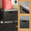 SoBuy FSR63-II-SCH Banc à Chaussures avec Coussin Rembourré et 2 Portes – L91×P30×H50 cm, Charge 150 kg, MDF E1, Noir