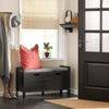 SoBuy FSR63-II-SCH Banc à Chaussures avec Coussin Rembourré et 2 Portes – L91×P30×H50 cm, Charge 150 kg, MDF E1, Noir