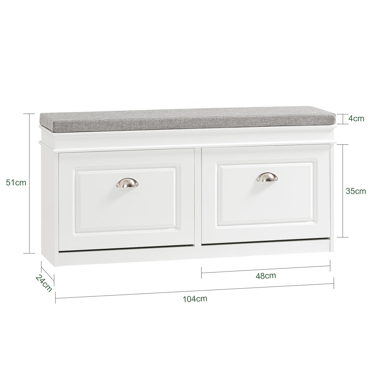 SoBuy Lot Meubles à Chaussures Blanc FSR94-W + FSR64-W – Armoire 3 Abattants 12 Paires & Banc à Chaussures avec Rangement & Coussin, Entrée Étroit